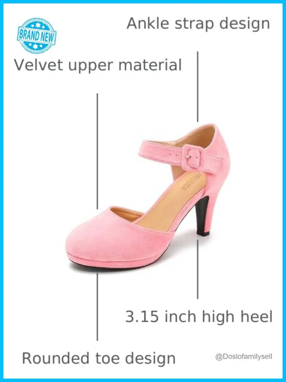 Mary Jane Heels Platform Pumps Closed Toe Suede Ankle Strap Dress Shoes